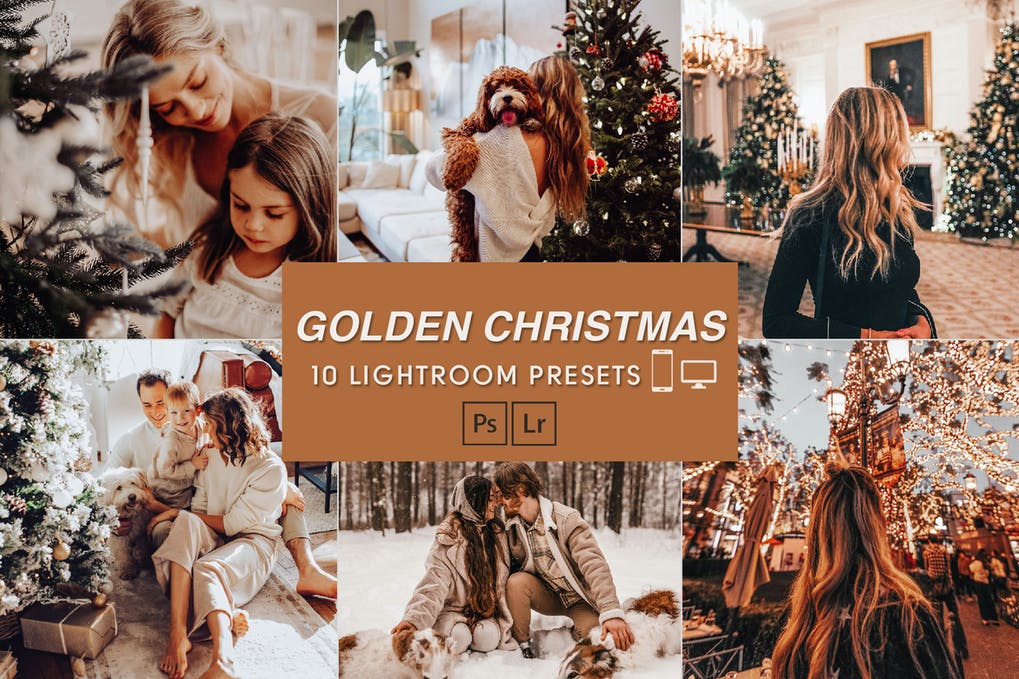 Скачать - elements.envato. 10 Golden Christmas Desktop & Mobile Presets (2022).jpg